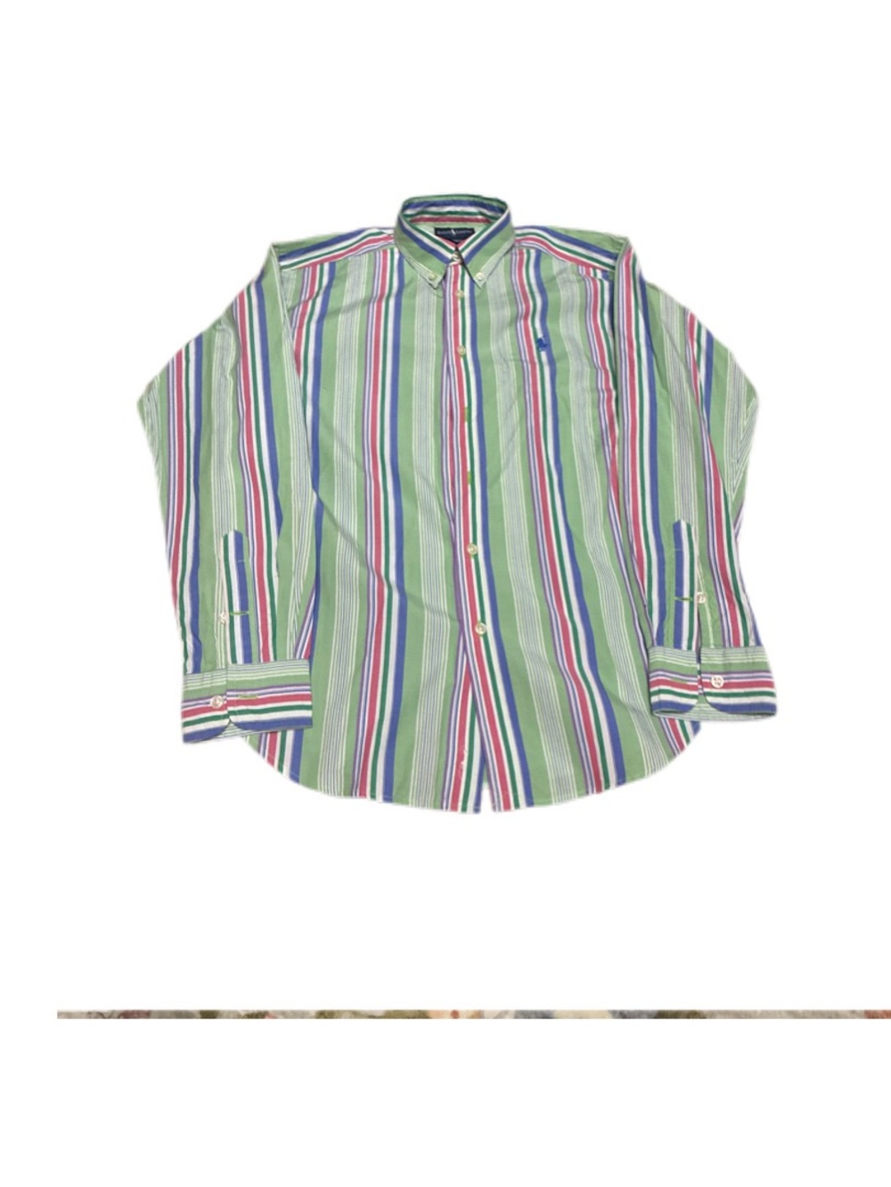 Polo by Ralph Lauren Green Multi-Color Striped Button-Down Shirt